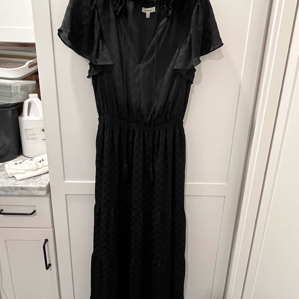 Max Studio Black Polka Dot Keyhole Long Maxi Dress